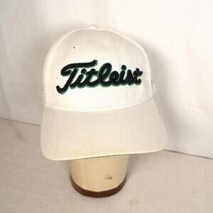 Titleist Ballcap White  Mesh Hat Navy Green Embroidery Spellout FJ Pro V1 M/L